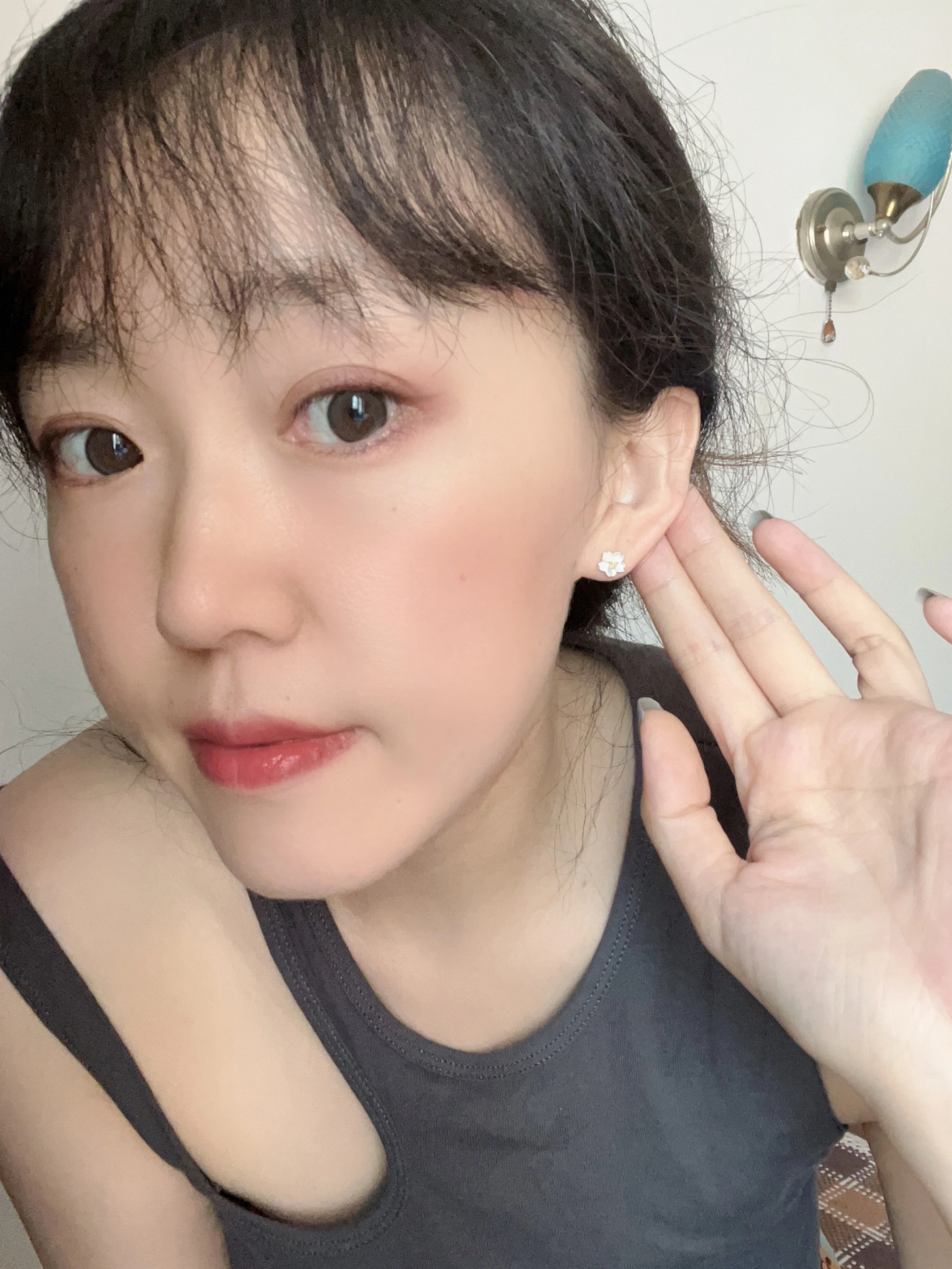 中国黄金 春日小清新般的花朵耳钉