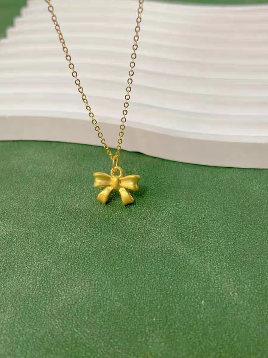 🎀绝美老庙足金蝴蝶结项链，小仙女必备！🎀