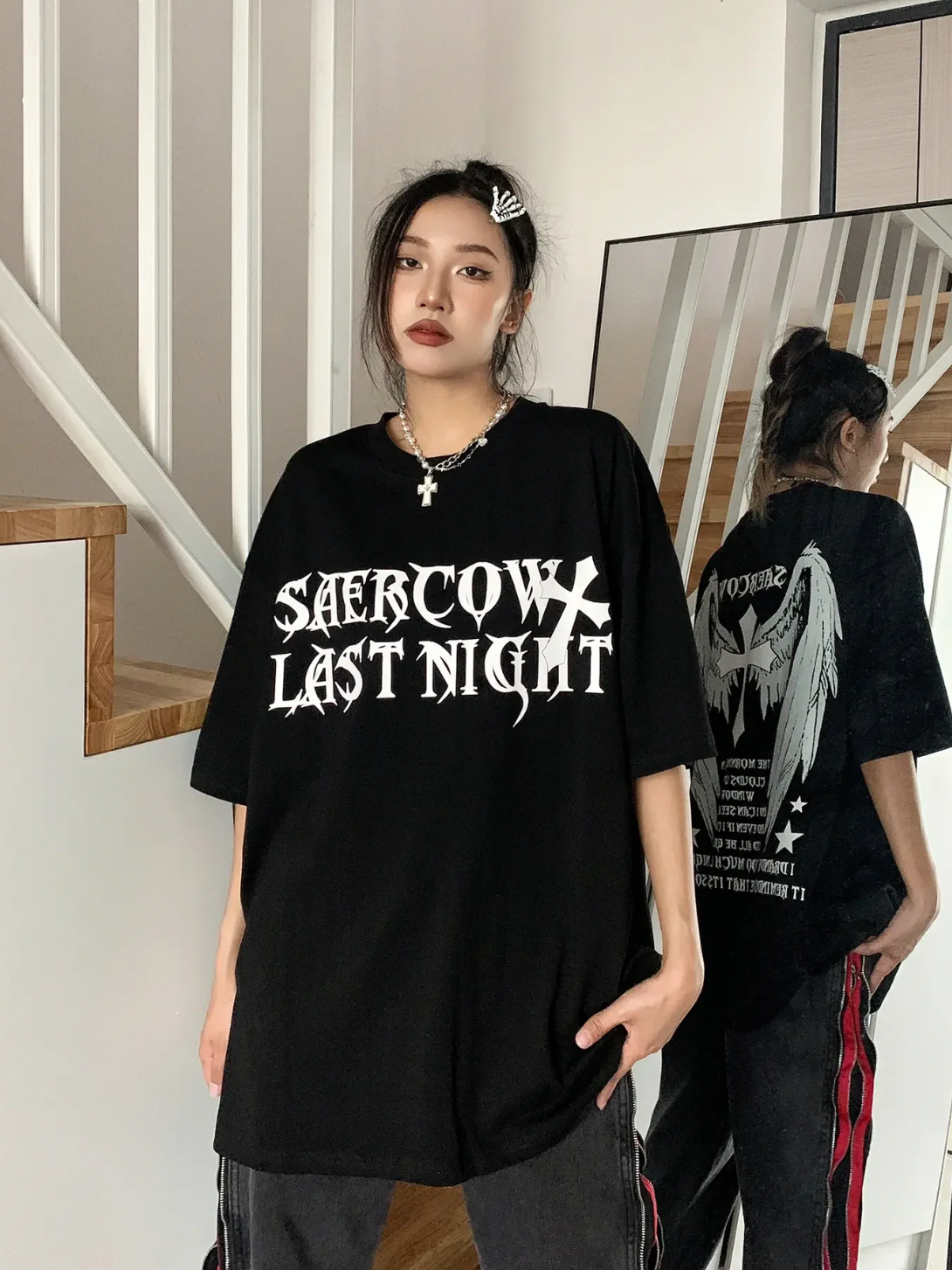 的十字架印花T恤，夏日必备!男女同款!