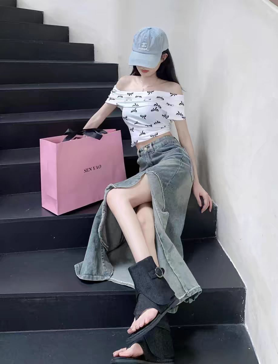✨爆款再现！牛仔高腰中长款半身长裙，美到窒息！👗