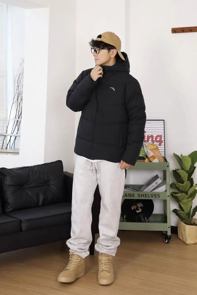 🌟❄️冬日神器!安踏四防科技鸭绒防风直筒拉链连帽短款防泼水加厚羽绒服🔥🔥