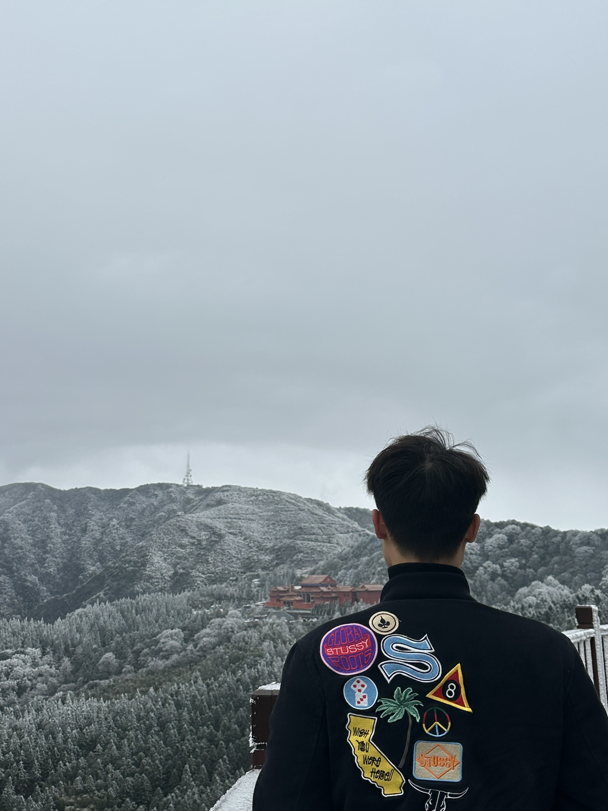 Stussy SS22 棒球服夹克单排扣设计，个性图案印花。雪景映衬，时尚百搭！