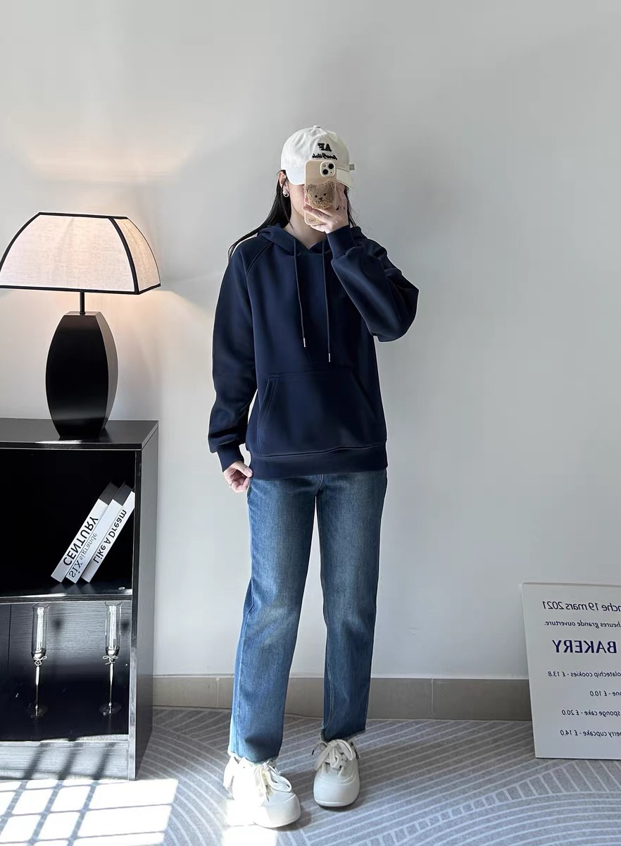 XDFM美式潮牌百搭纯色斜纹280g薄款连帽卫衣透气21色宽松上衣外套