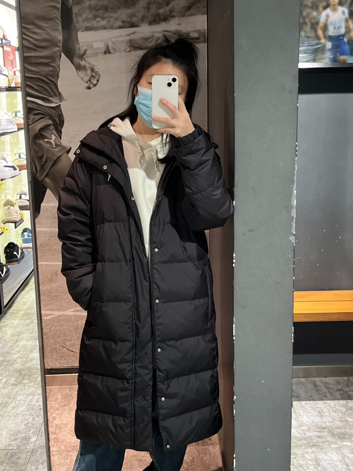 Puma 安全感满满的过膝羽绒服