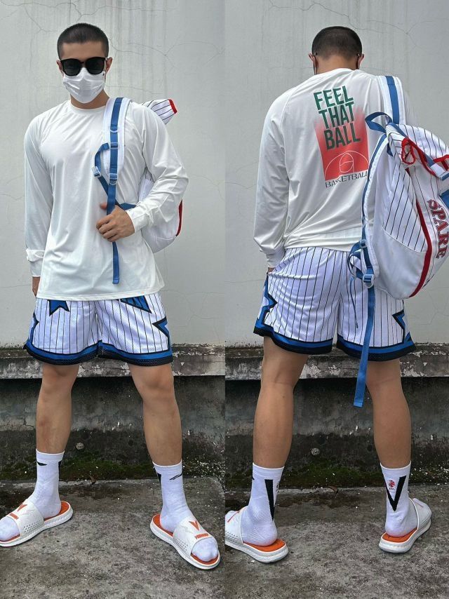 OOTD | ⚪️🔵美式体育生穿搭 | 蓝白撞色短裤真的帅诶