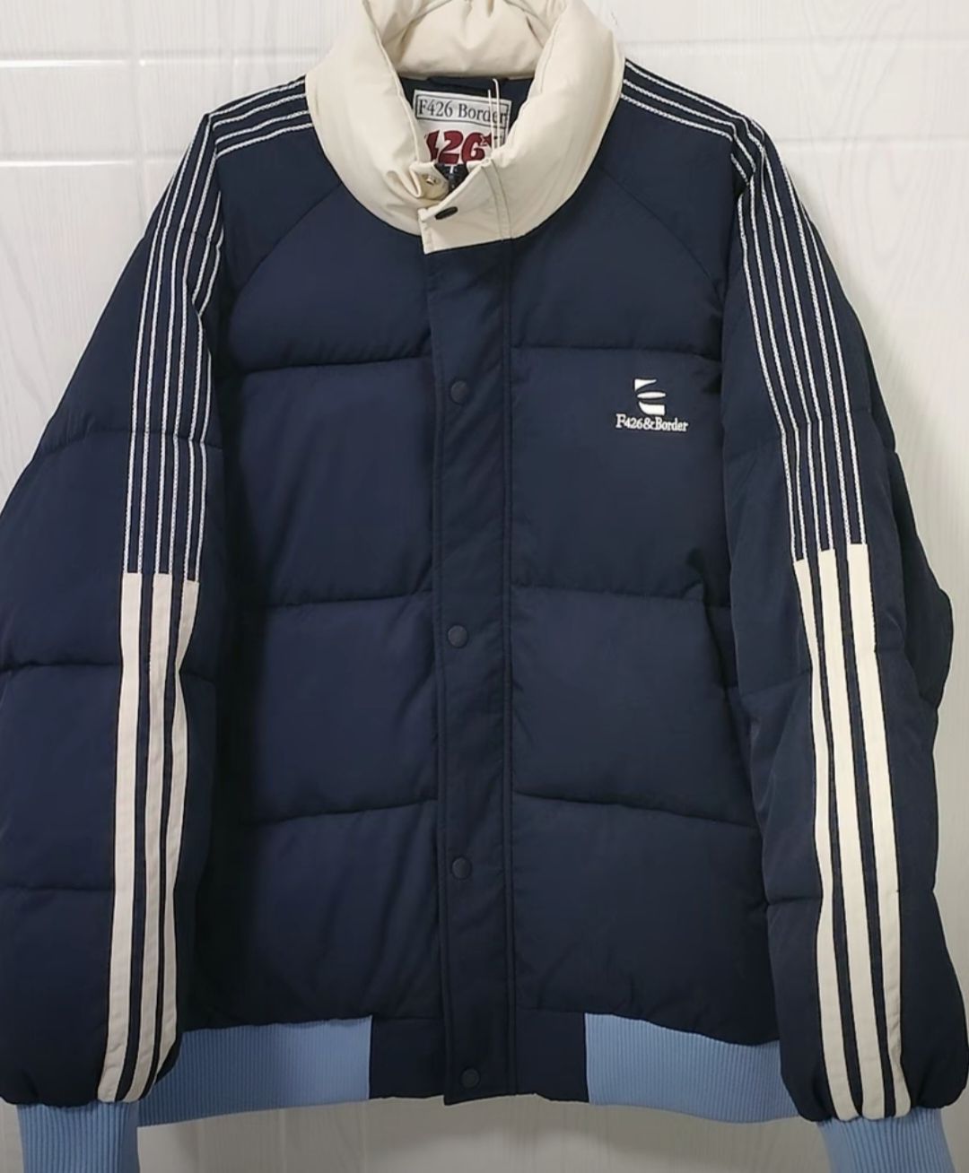 羽绒服测评来了，f426立领条纹棉服