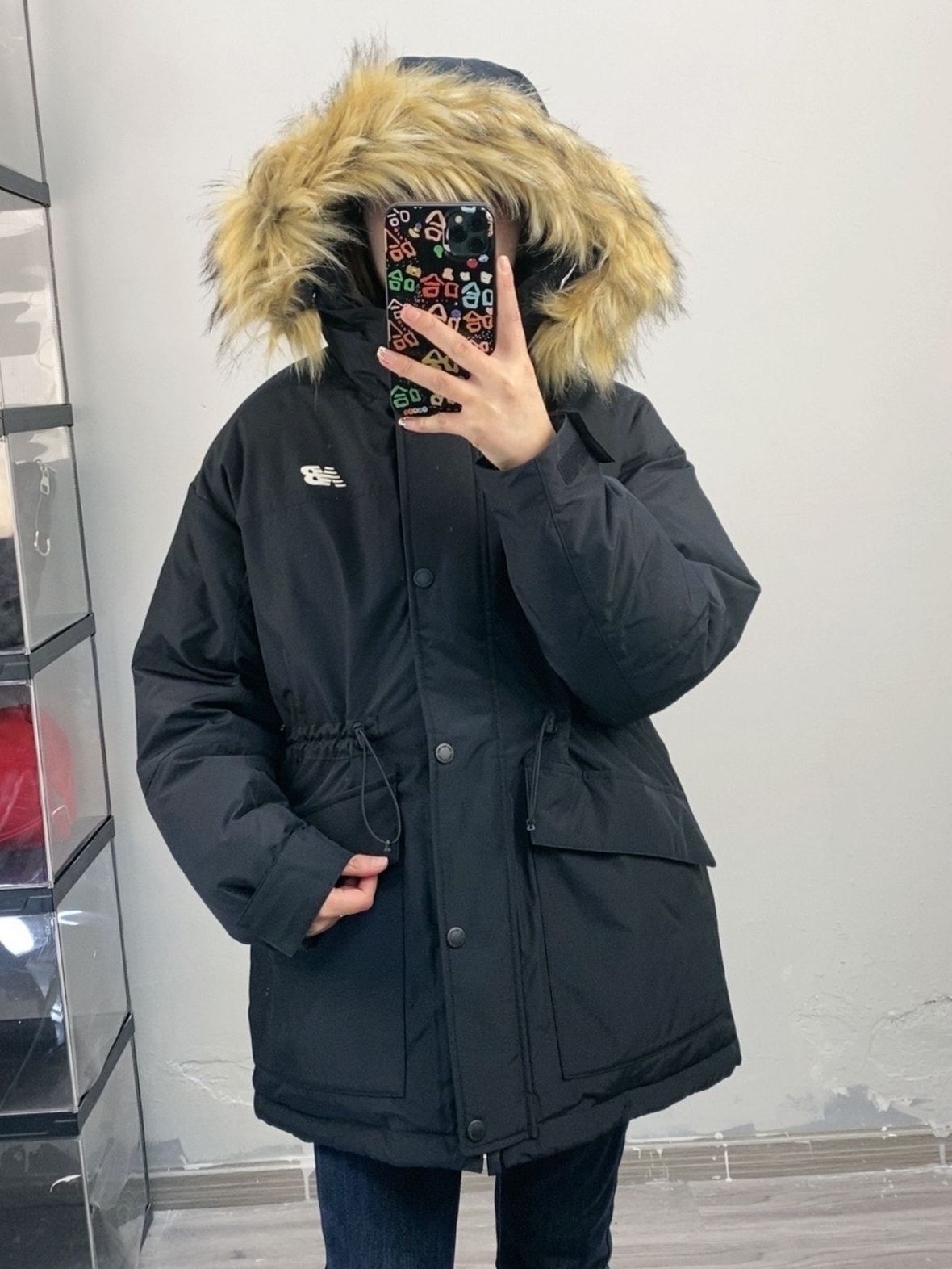 New Balance大大的毛领一看就很暖和