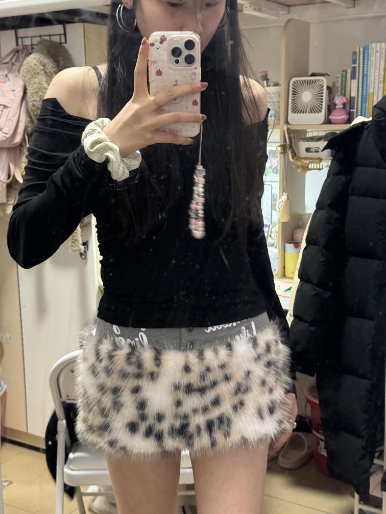 早古毛毛豹纹短裙拿下 谁这么会买啊🫣