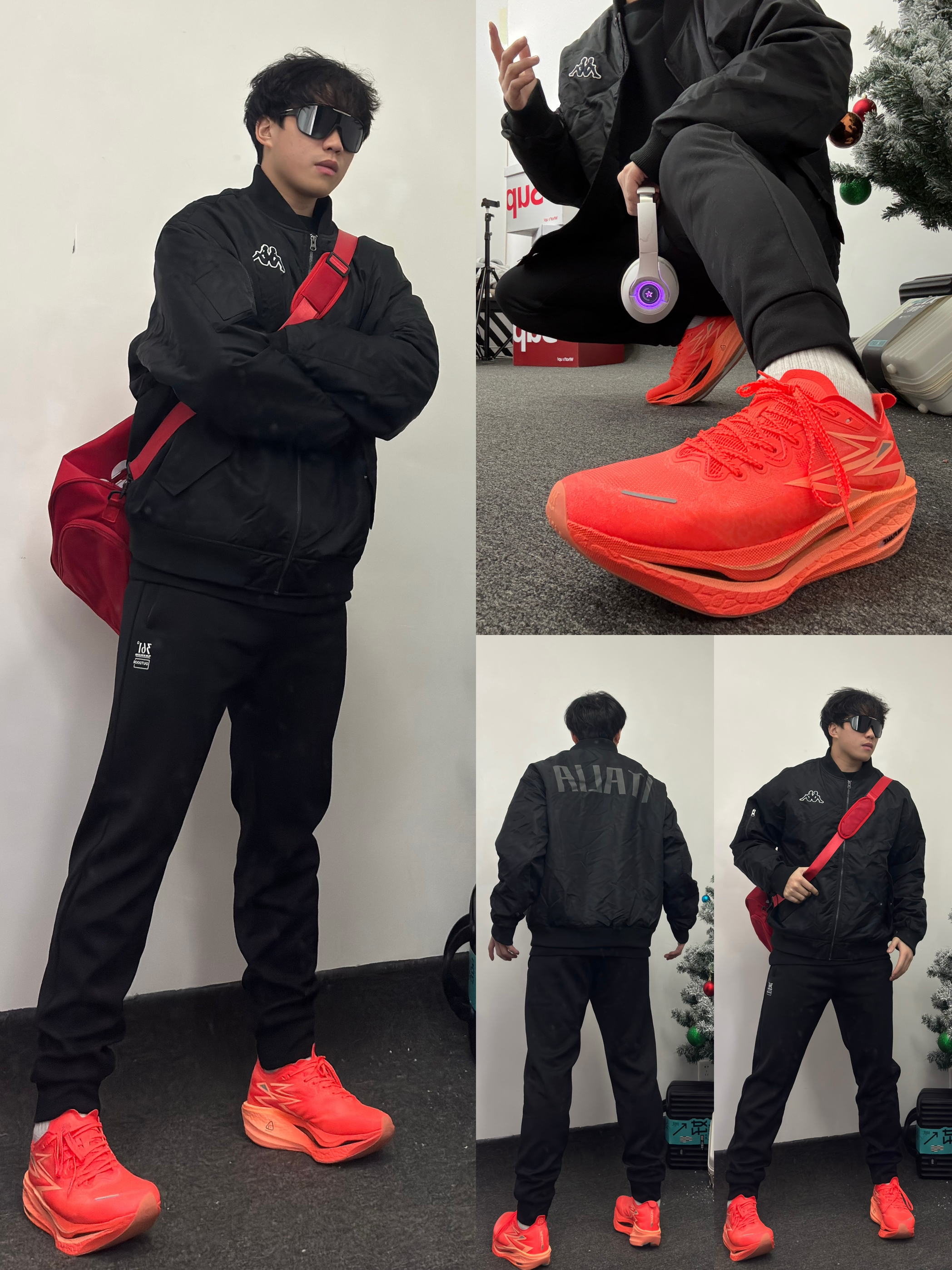 跑步也要帅！全黑运动风+骚橙色帅的💡