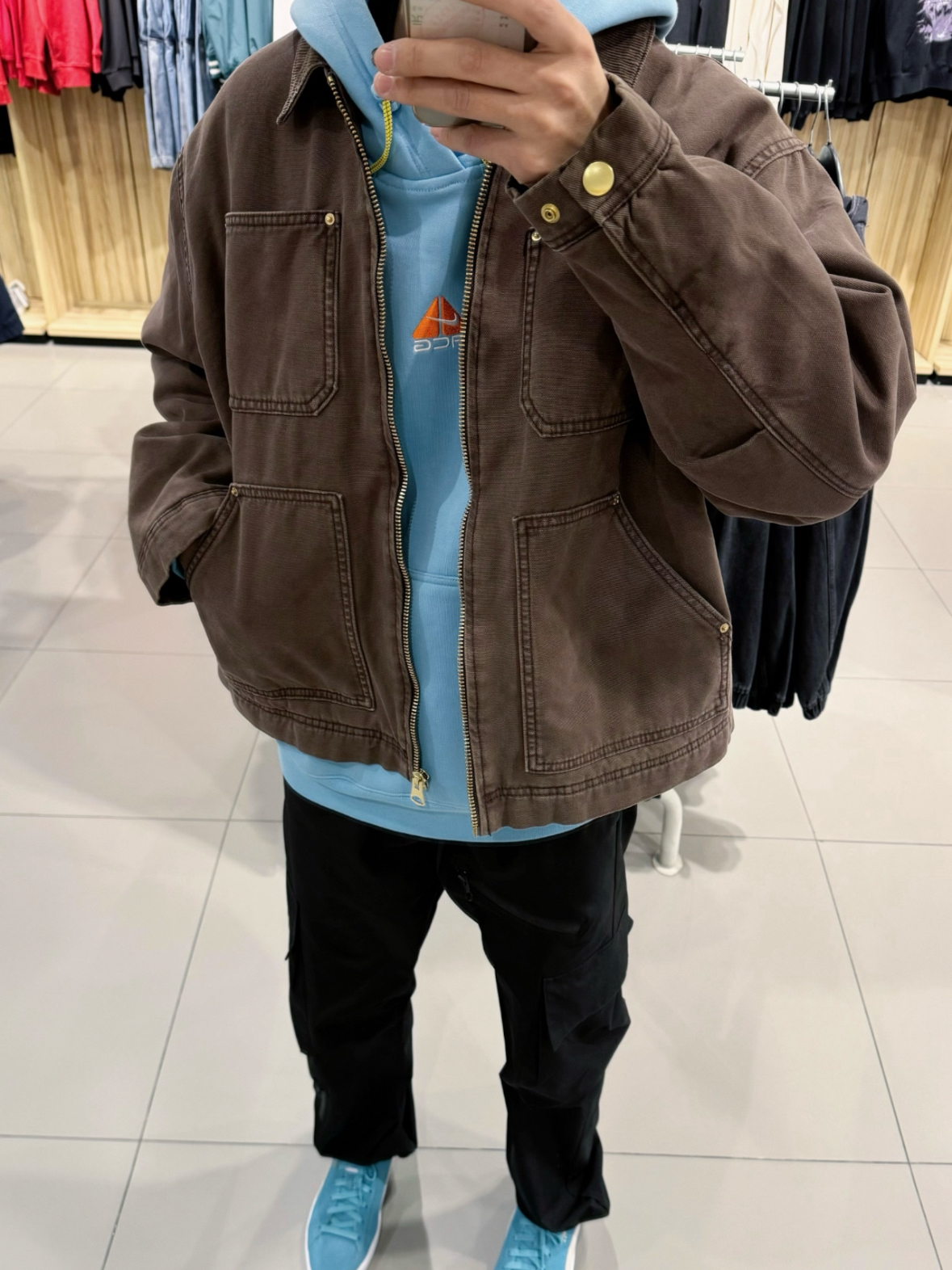 今日份对镜拍穿搭 颜色撞一下 🤎🩵