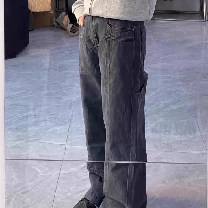 OOTD I 深灰色美式甜酷高腰直筒工装裤