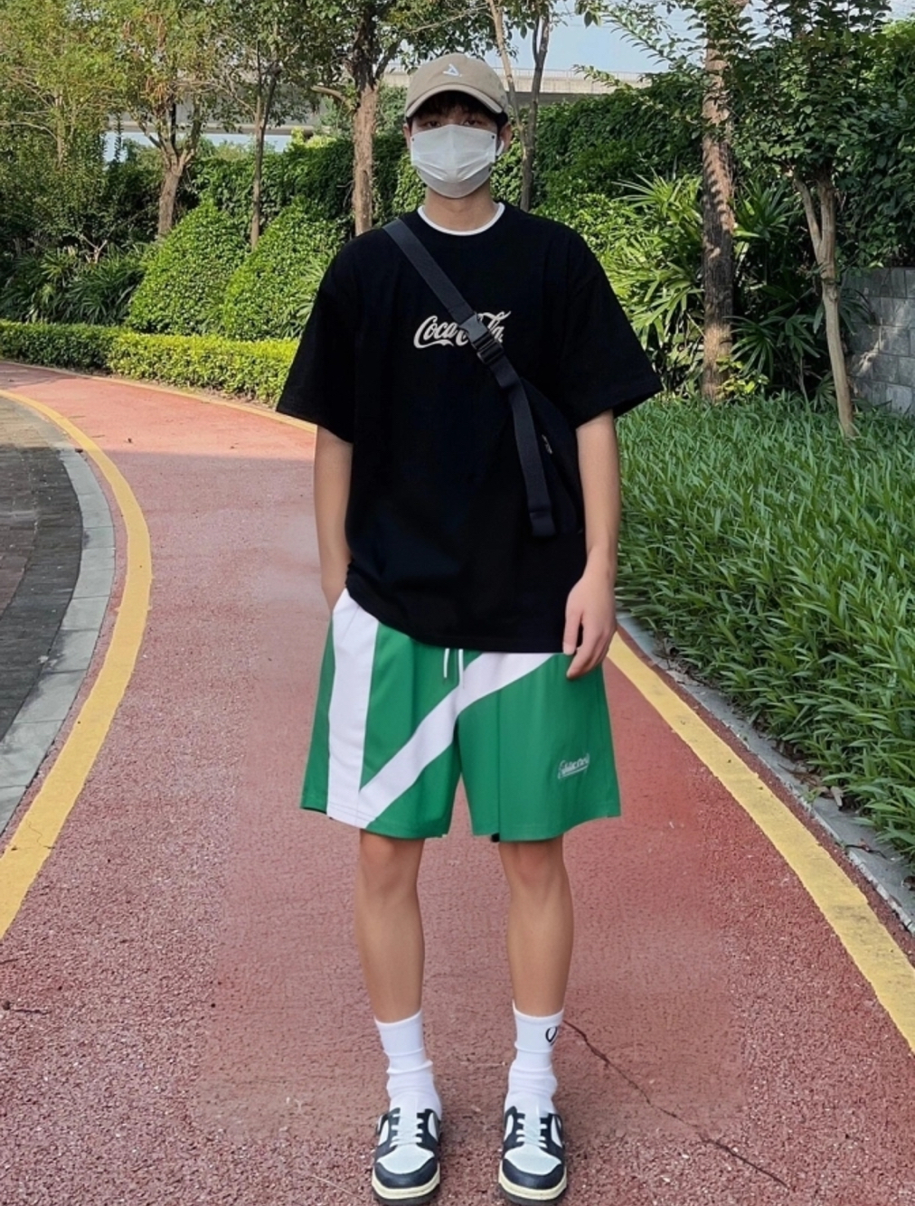 STNP四分裤透气网眼拼接训练短裤美式刺绣字母拼色速干运动篮球