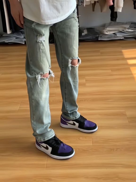 🌟AJ1 黑紫低帮+破洞牛仔裤,绝美穿搭大公开!宝子们速来抄作业!