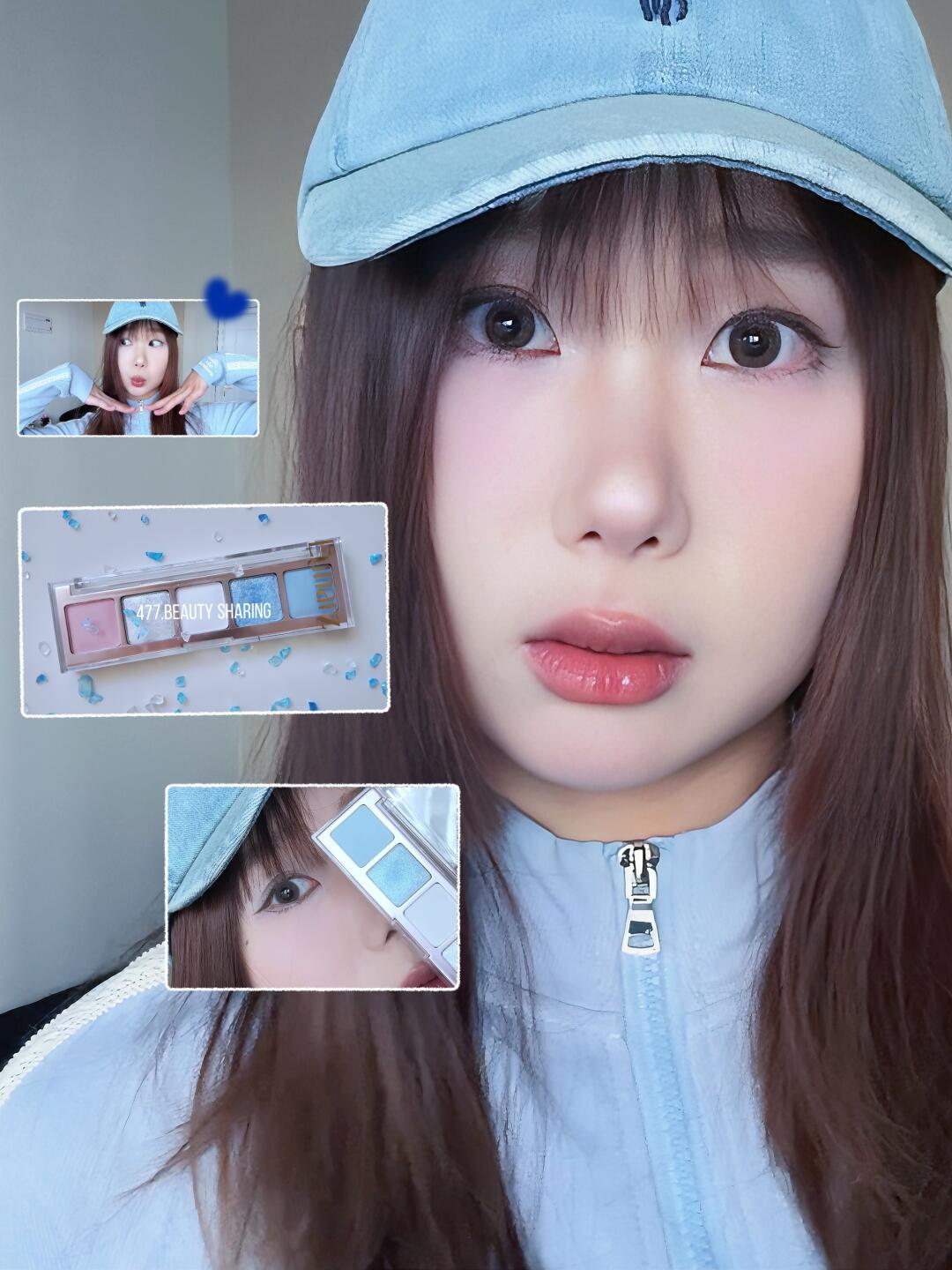 薄荷海盐气泡水🧊|淡蓝眼妆好清透!