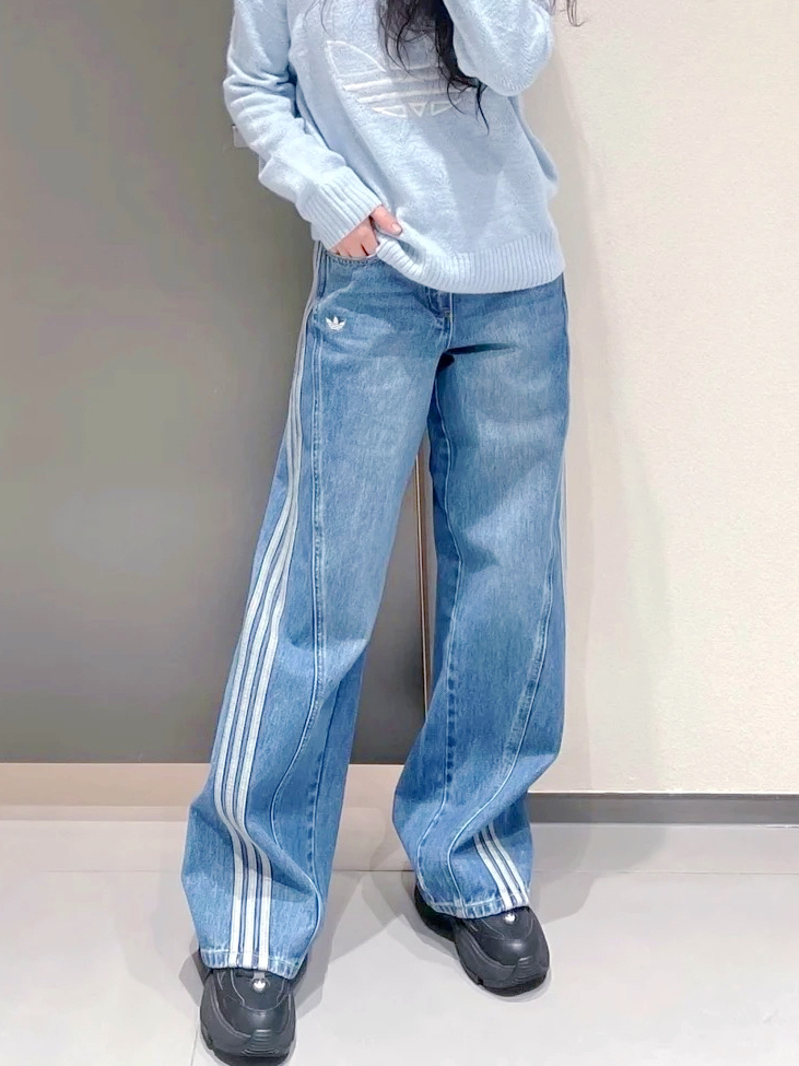【宋雨琦同款】三条复古新款美式高腰水洗宽松弯刀阔腿裤男女同款