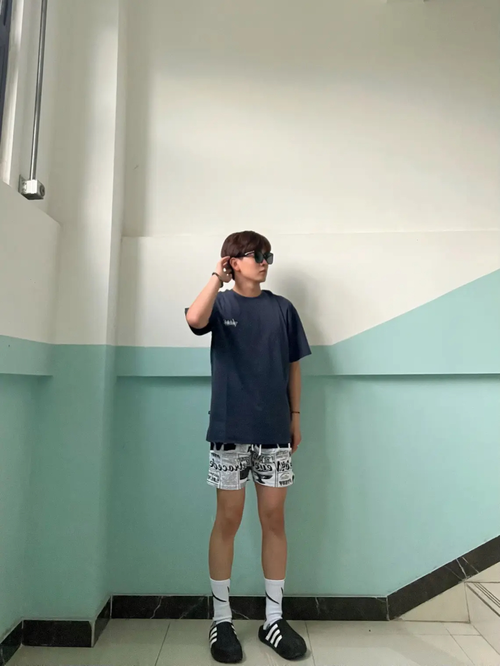 XDFM 美式报纸字母满印速投篮干休闲运动短裤透气篮球训练四分裤