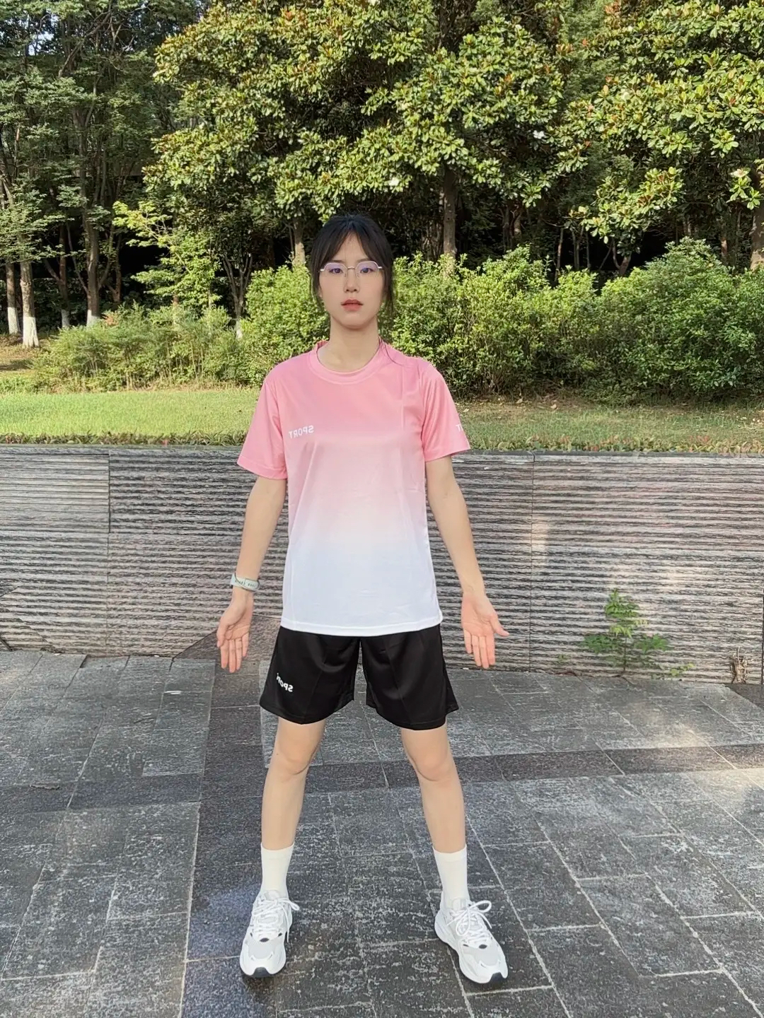 美式夏季速干透气跑步服户外运动圆领短袖四分裤渐变数码套装