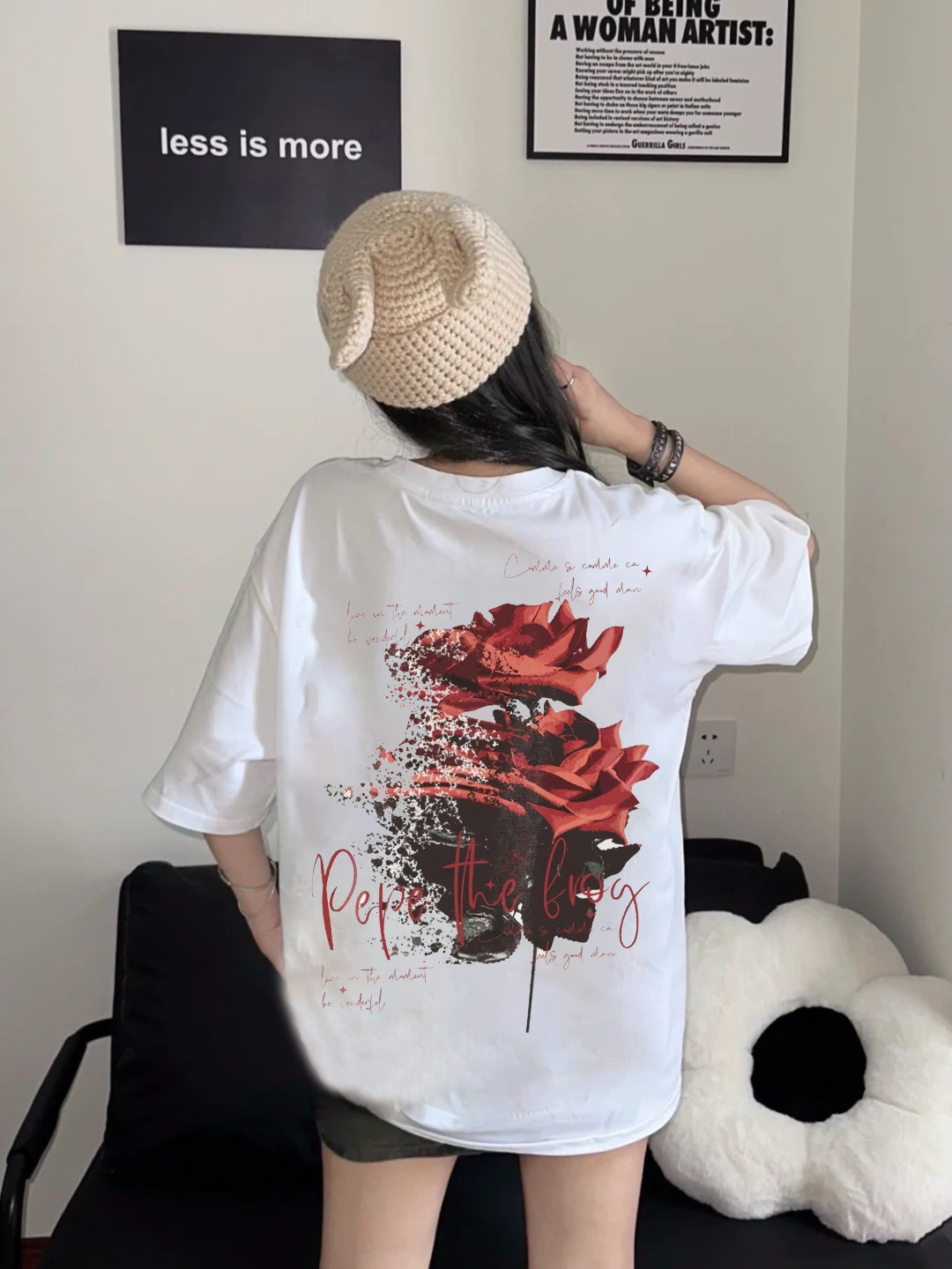 🌹悲伤蛙玫瑰 T，甜酷风穿搭王炸！