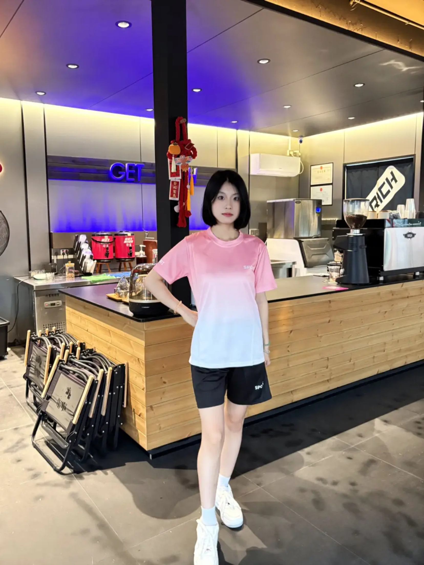 美式运动夏季速干透气渐变圆领短袖四分裤户外数码套装跑步服