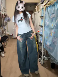 165|120 修身短袖➕阔腿牛仔裤