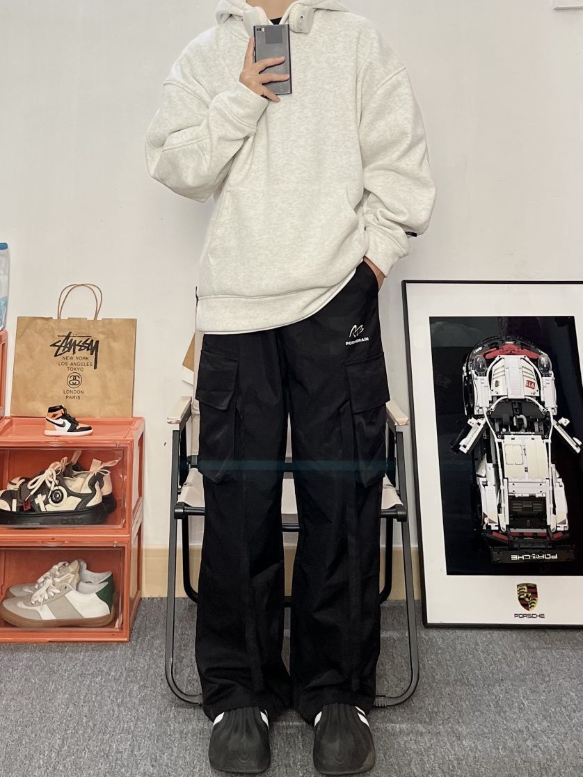 170男生OOTD｜白花灰卫衣➕工装裤很耐看！