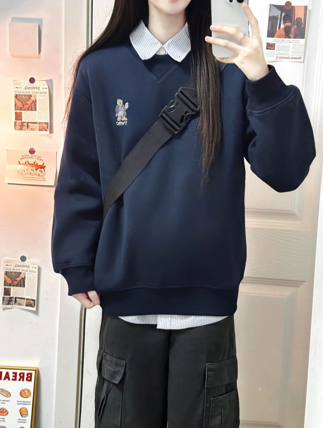 小熊卫衣十衬衫叠穿好有秋冬少年
感!!!!!!S
