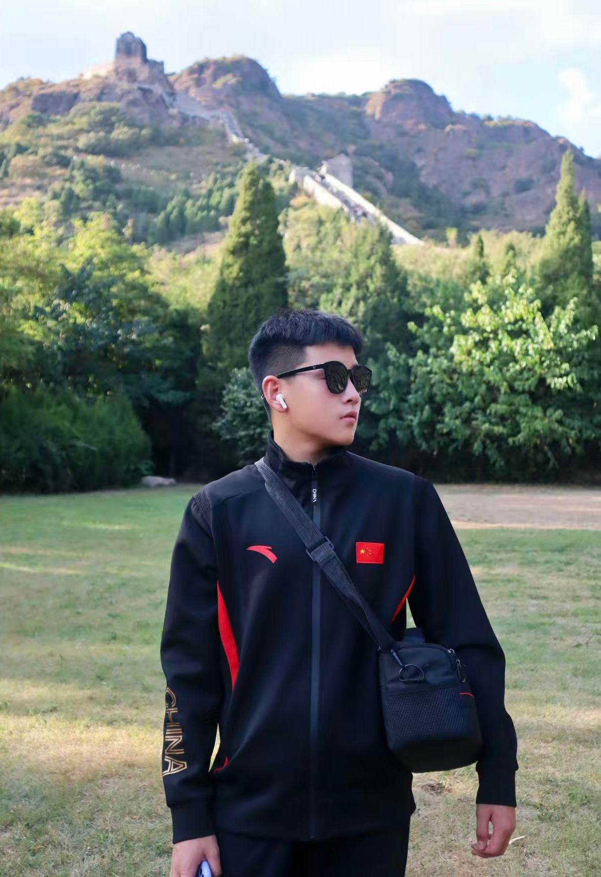 STNP 红旗标识运动户外训练服套装透气裤子拉链长袖外套跑步速干