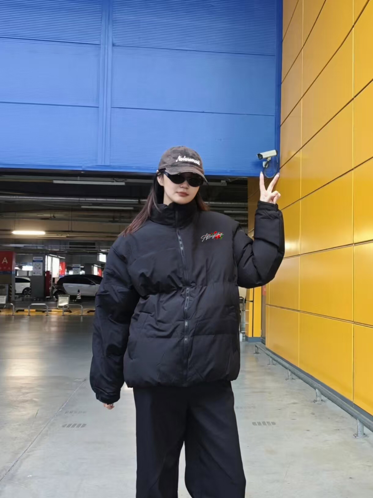 XDFM美式玫瑰签字oversize创意印花加厚秋冬棉服棉衣拉链开衫外套