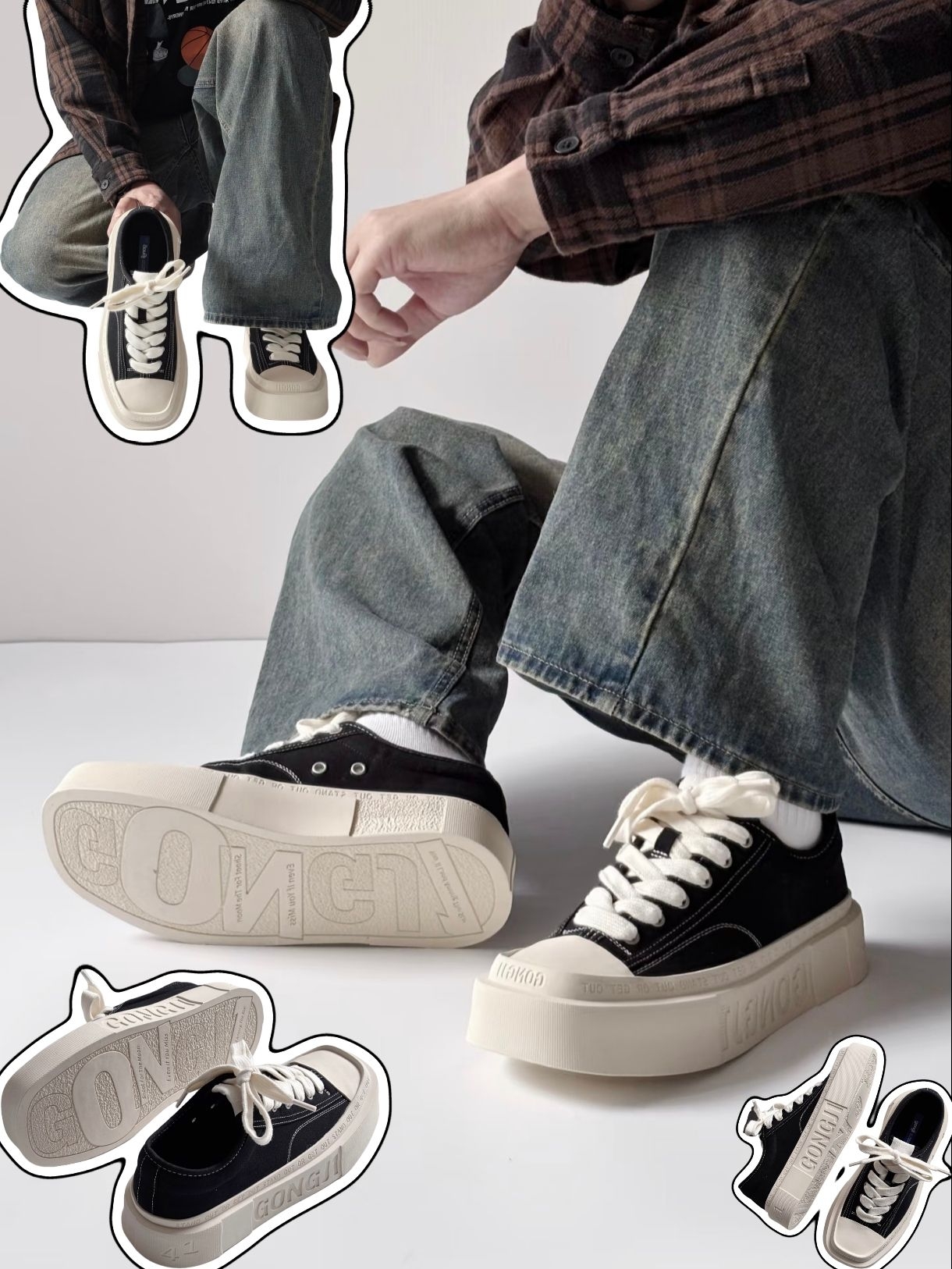 态度写在鞋底,GONGJI这双方头厚底鞋是复古通勤答案