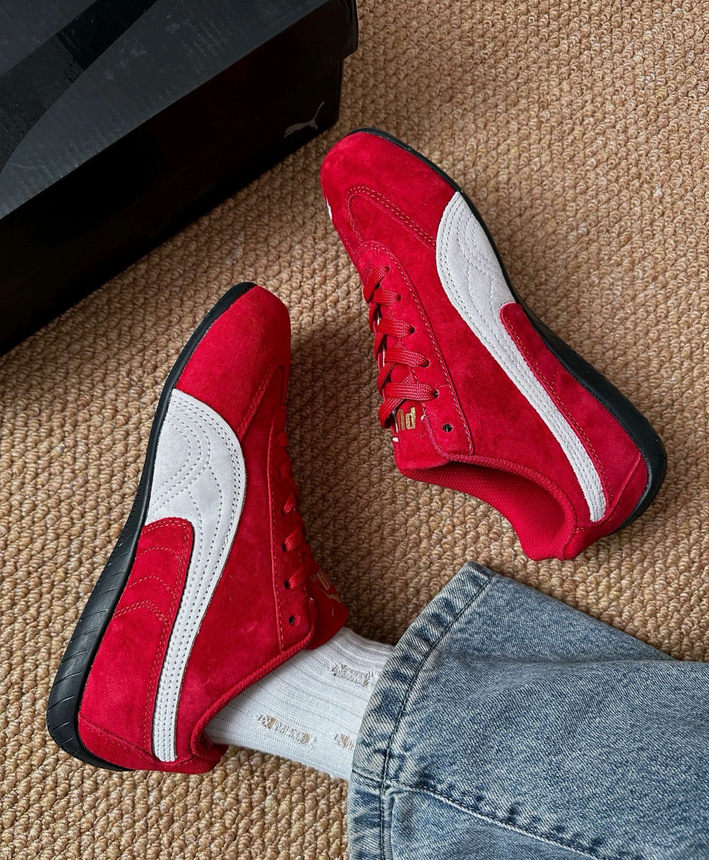 PUMA彪马 speedcat Go OG 牛剖层革头层牛皮 赛车鞋 低帮 训练鞋 男女同款 烈焰红