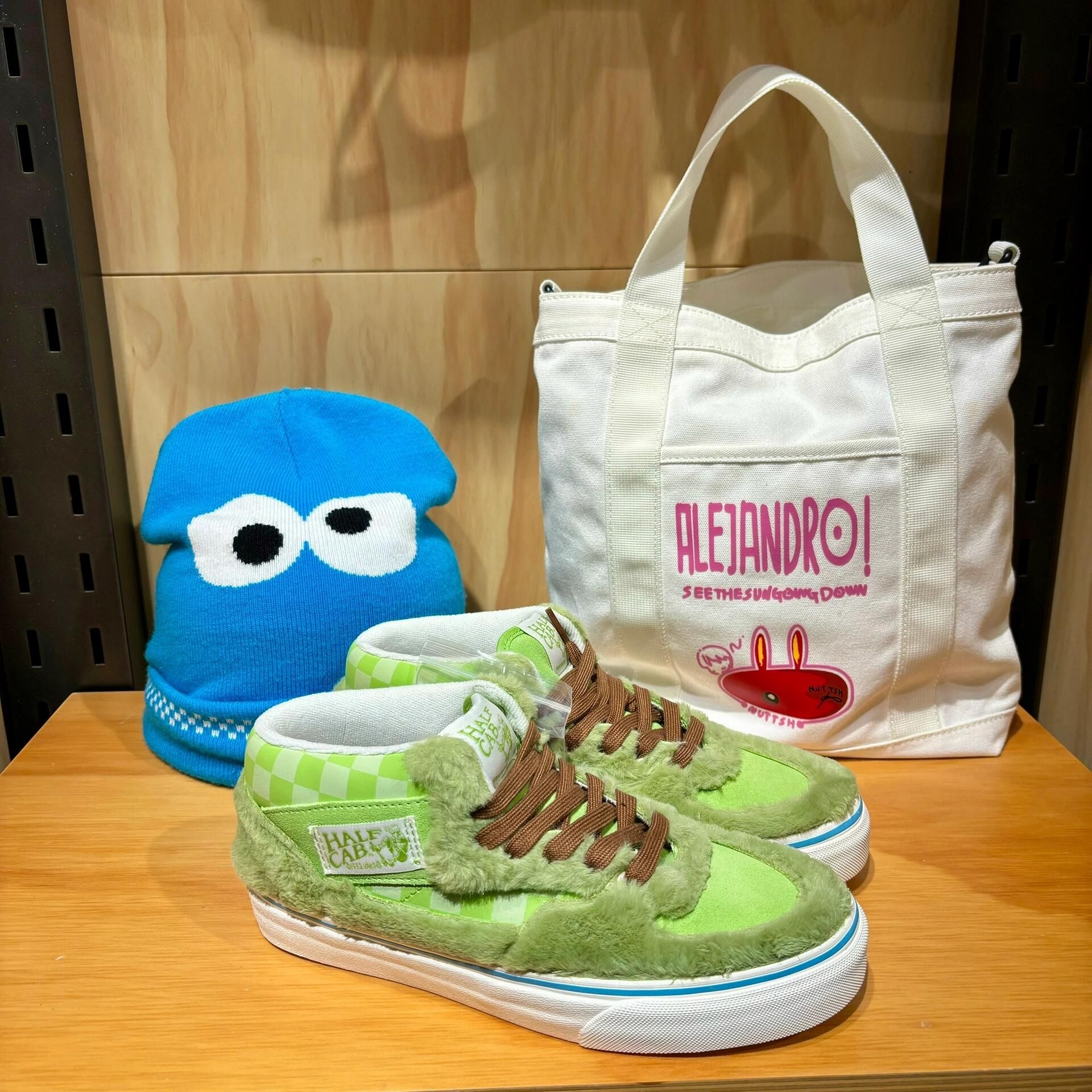 Half Cab荧光绿毛绒板鞋👟