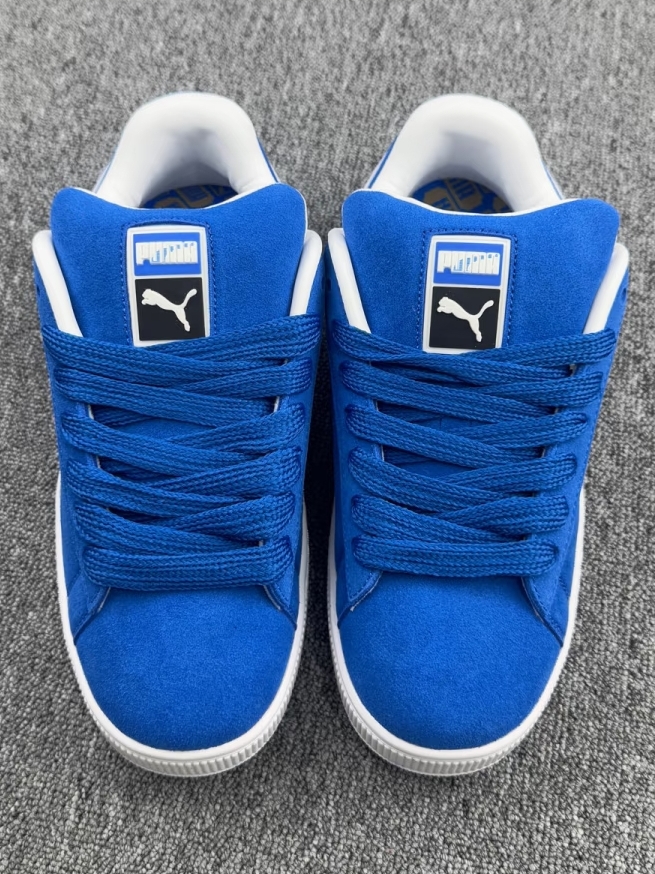 PUMA Suede XL 白蓝板鞋,牛剖层革质感,舒适百搭男女同款
