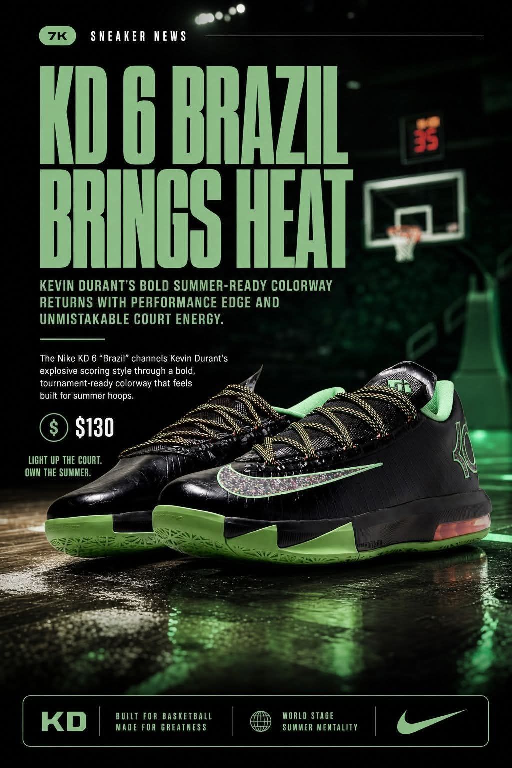 「夏日球场杀器！KD6“巴西”把杜兰特的狠活焊在鞋上」
