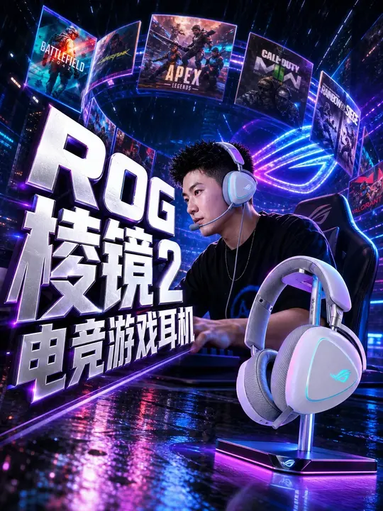 兼顾游戏、听歌、通话,佩戴舒适,六边形战士游戏耳机rog棱镜2