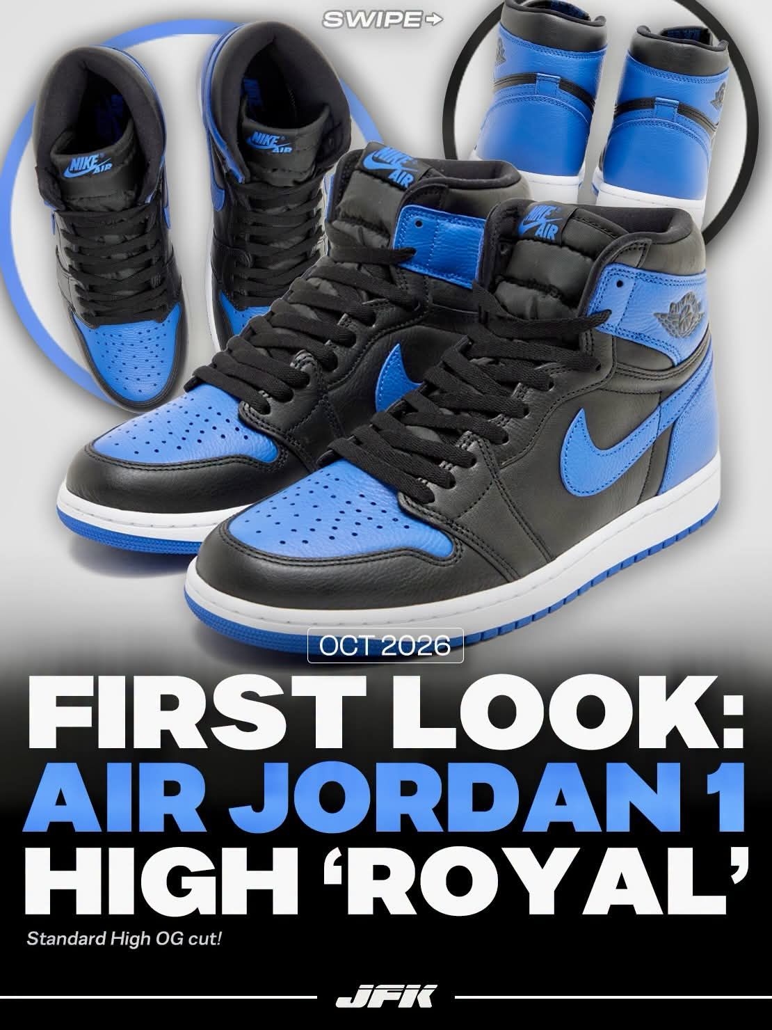 经典永不过时！AJ1 High OG「Royal」，2026年10月发售必蹲