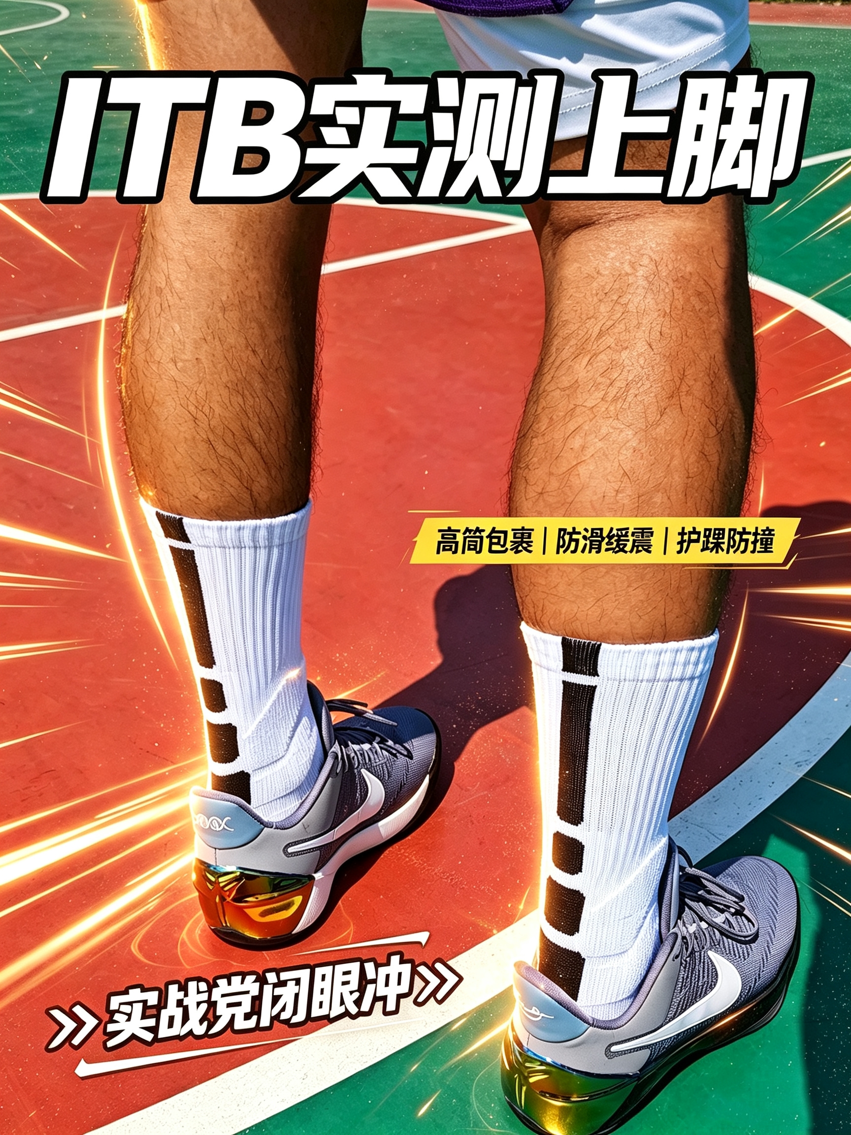 颜值实战双在线！ITB光条1.0Pro+高筒篮球袜毛巾底缓震护脚踝