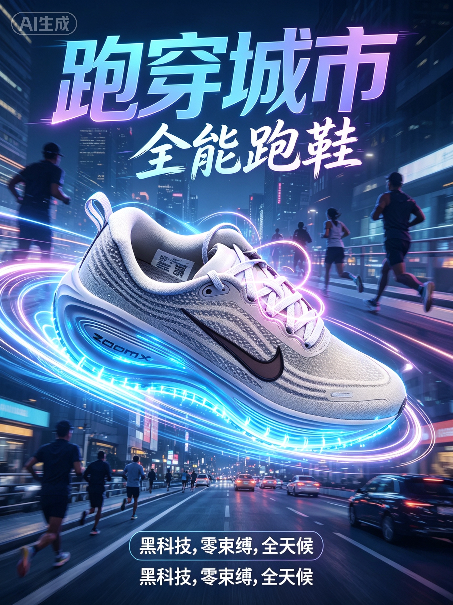 这双超级迈柔Vomero Plus灰色跑鞋