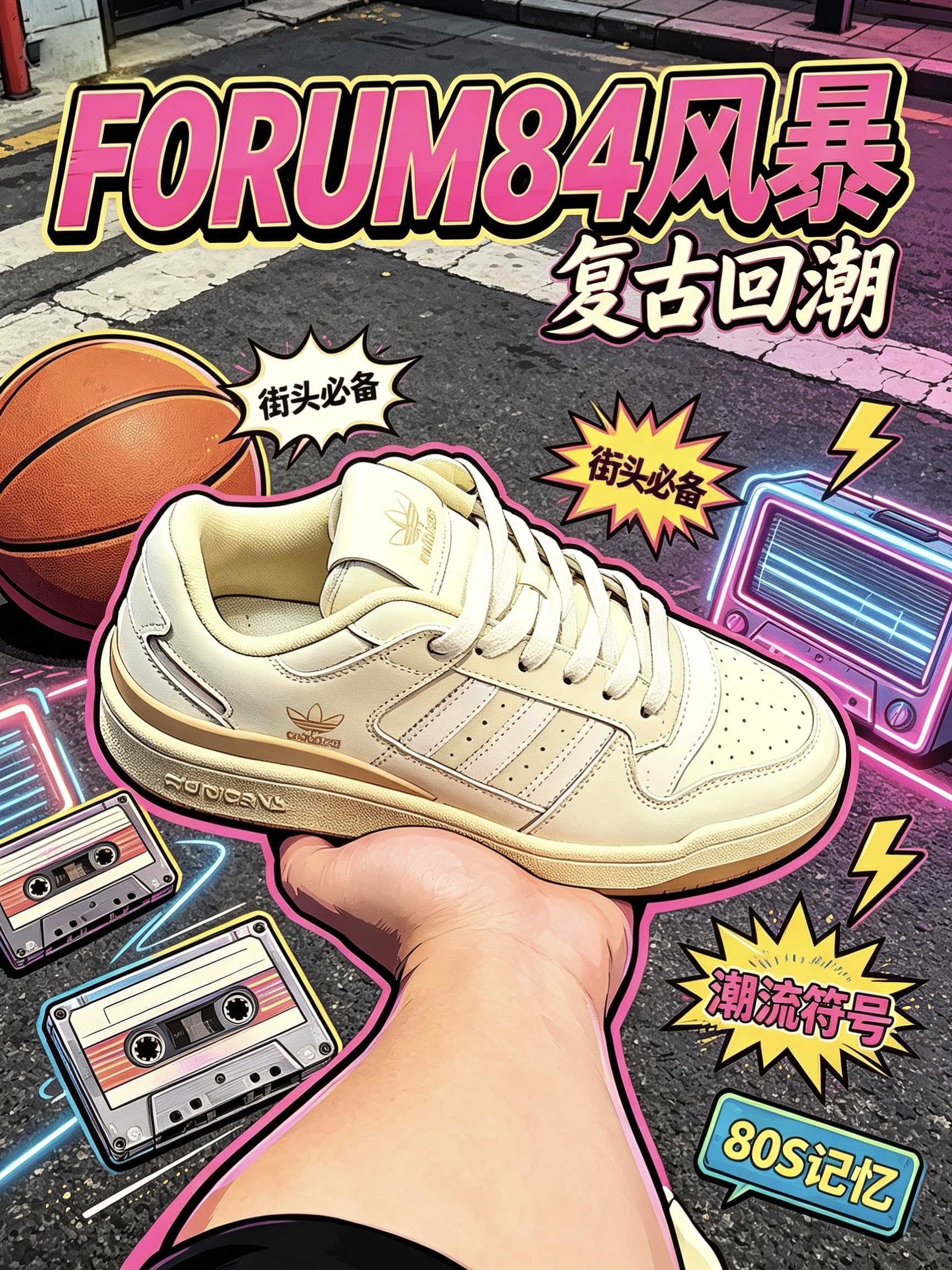 百搭不撞款!这双三叶草Forum84复古板鞋太香了