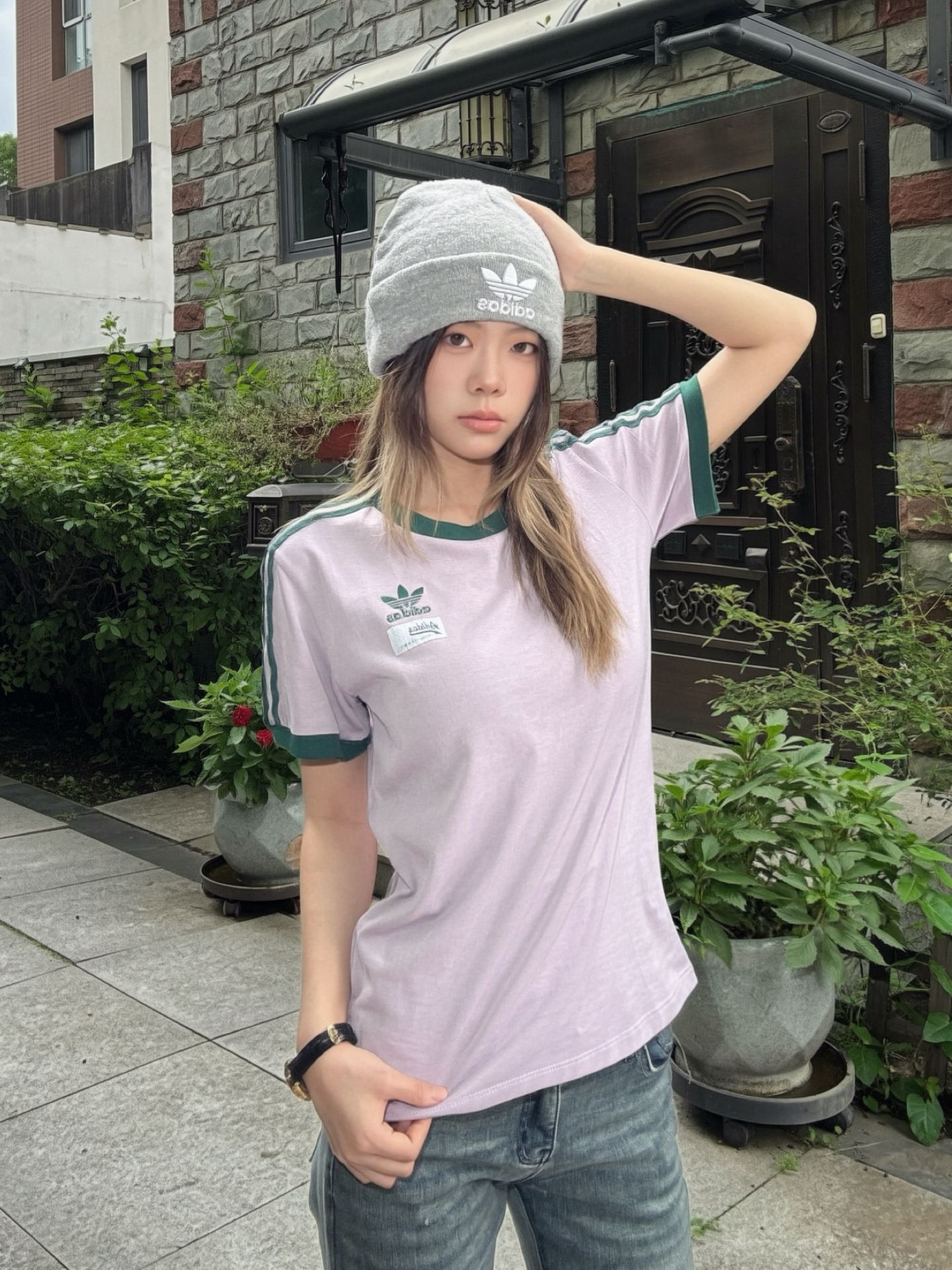 冷帽+香芋紫短袖💜混搭氛围感