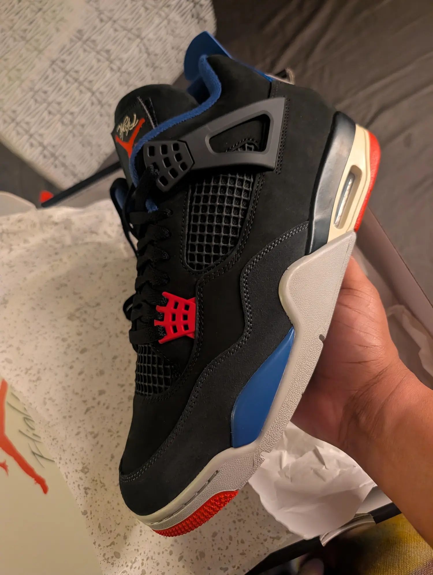 ✨AJ4 Rare Air黑蓝红撞色太炸街啦🔥