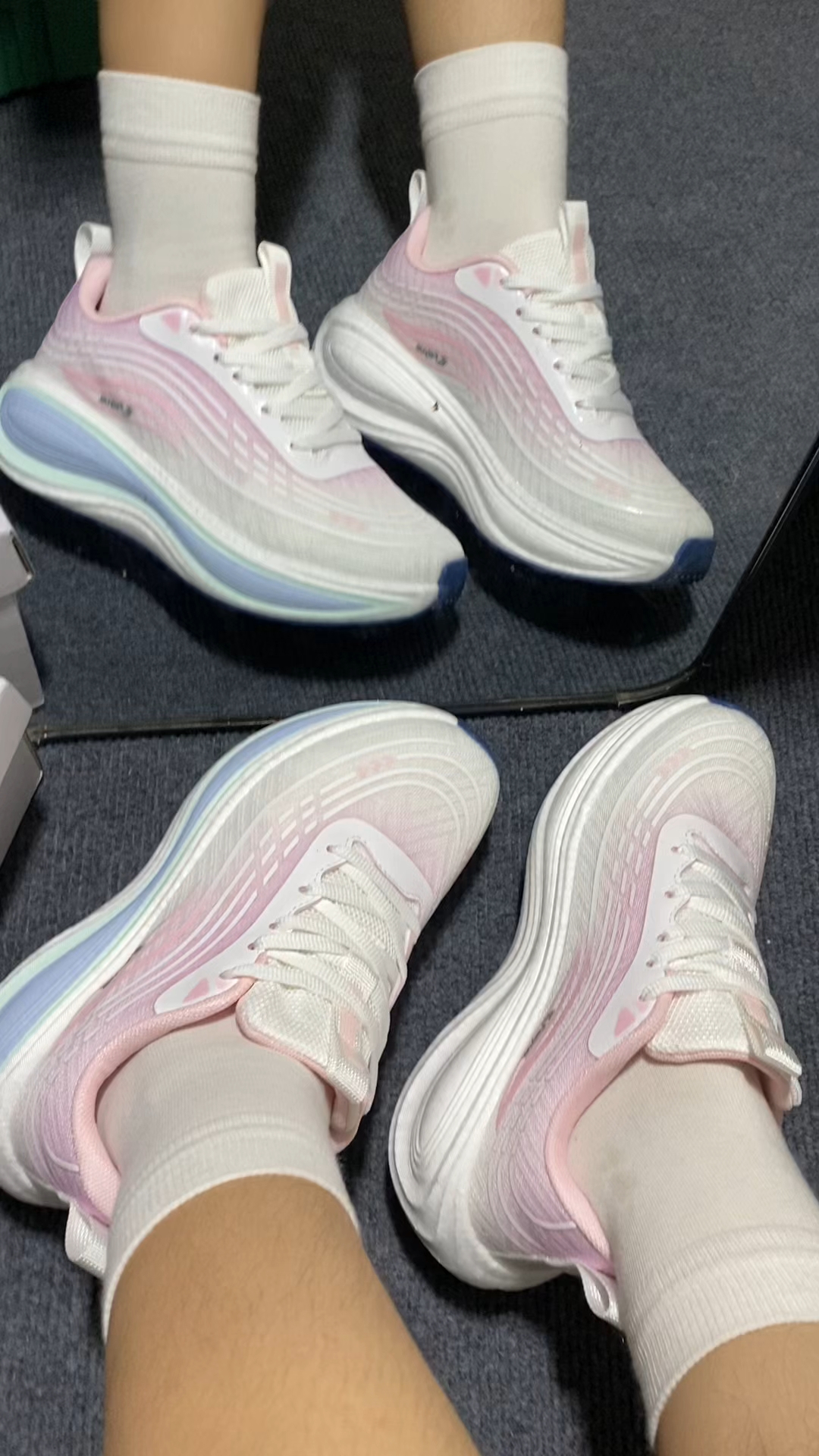 飞跃粉白蓝跑鞋｜体测通勤全能打，小清新颜值太戳少女心👟