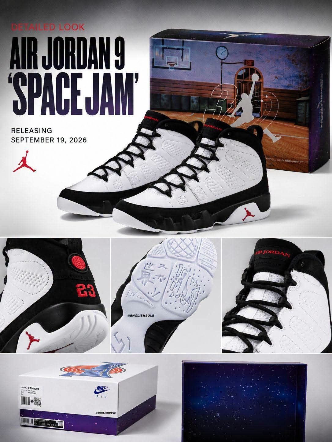Air Jordan 9 “Space Jam”空中大灌篮｜黑白主题AJ9限定复刻