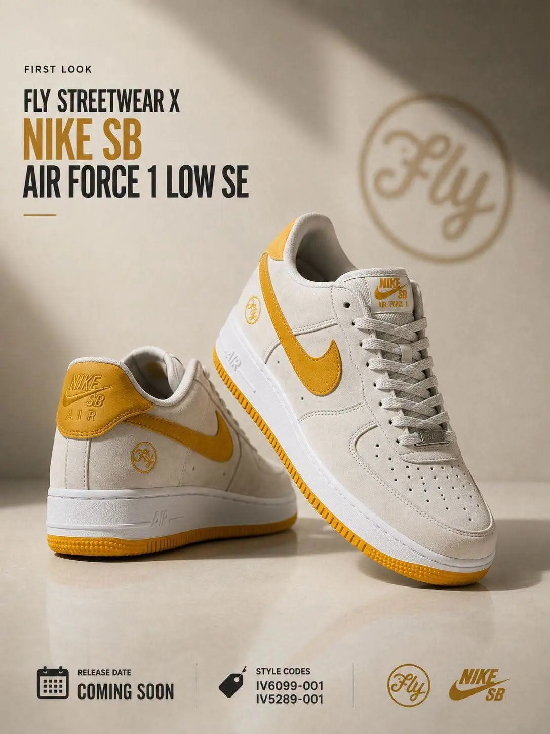 Fly Streetwear × Nike SB AF1 Low SE|米白金黄联名全方位解析