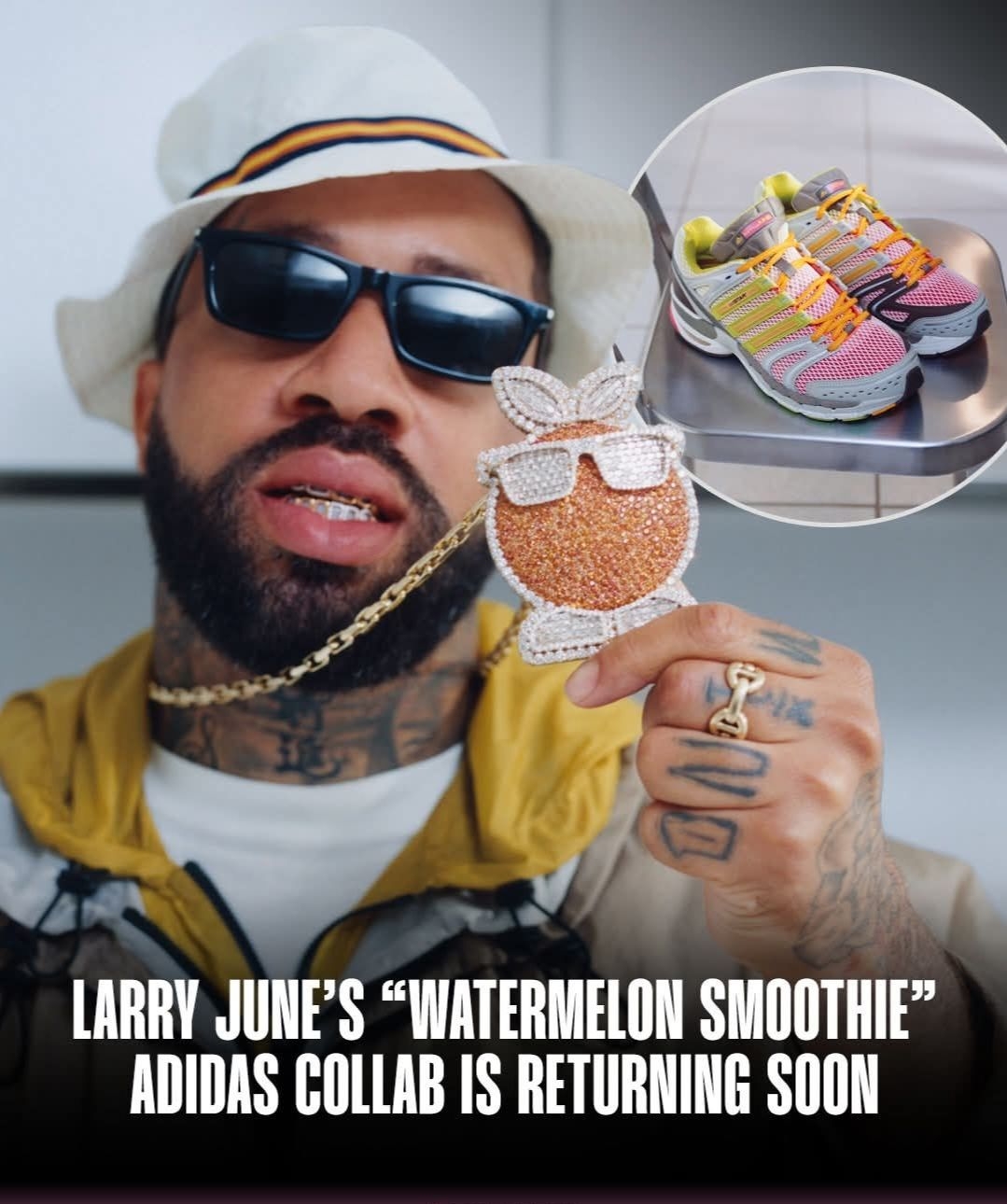 🍉西瓜冰沙配色｜Larry June × adidas联名复古跑鞋即将回归
