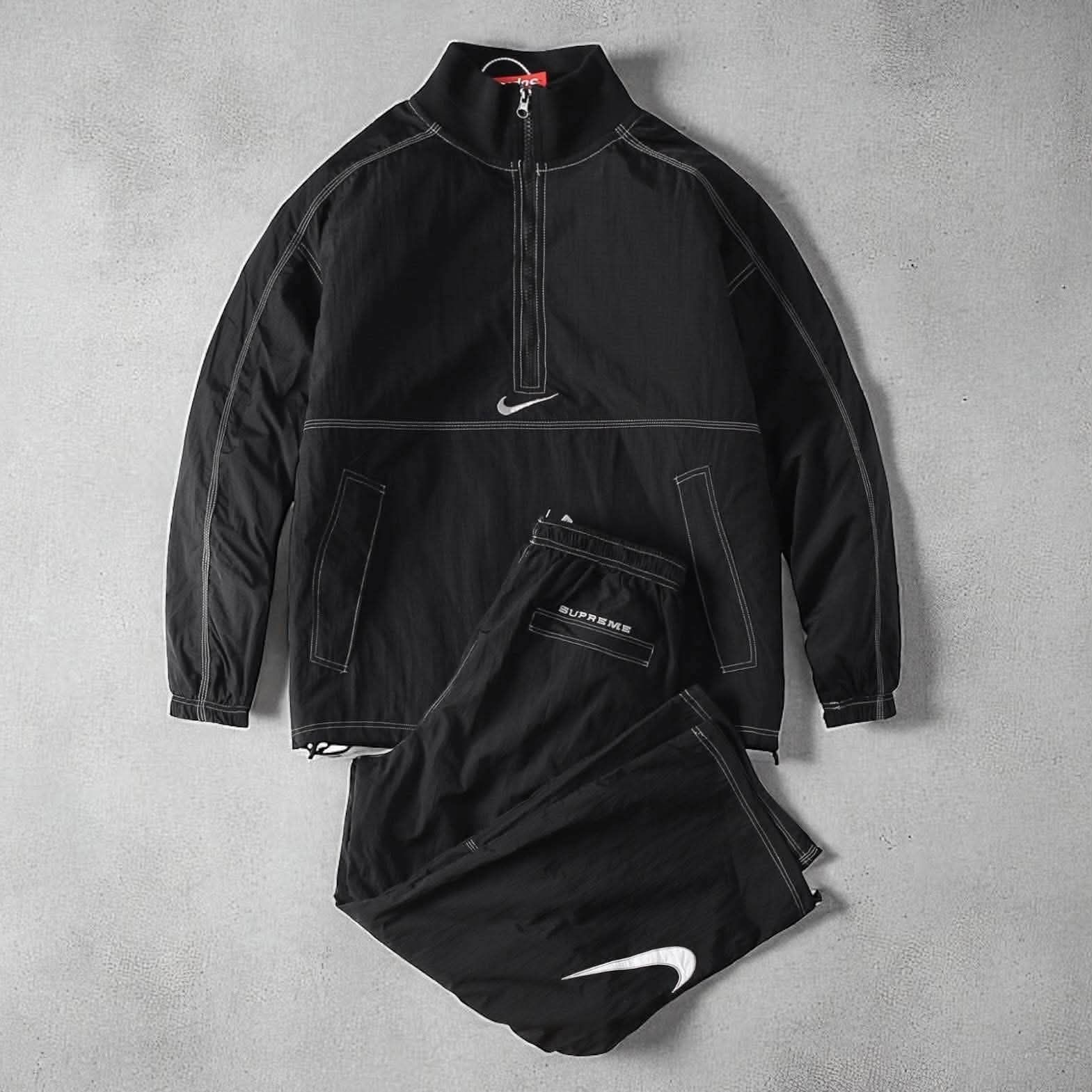王炸联名🔥Supreme × Nike半拉链明线冲锋套装