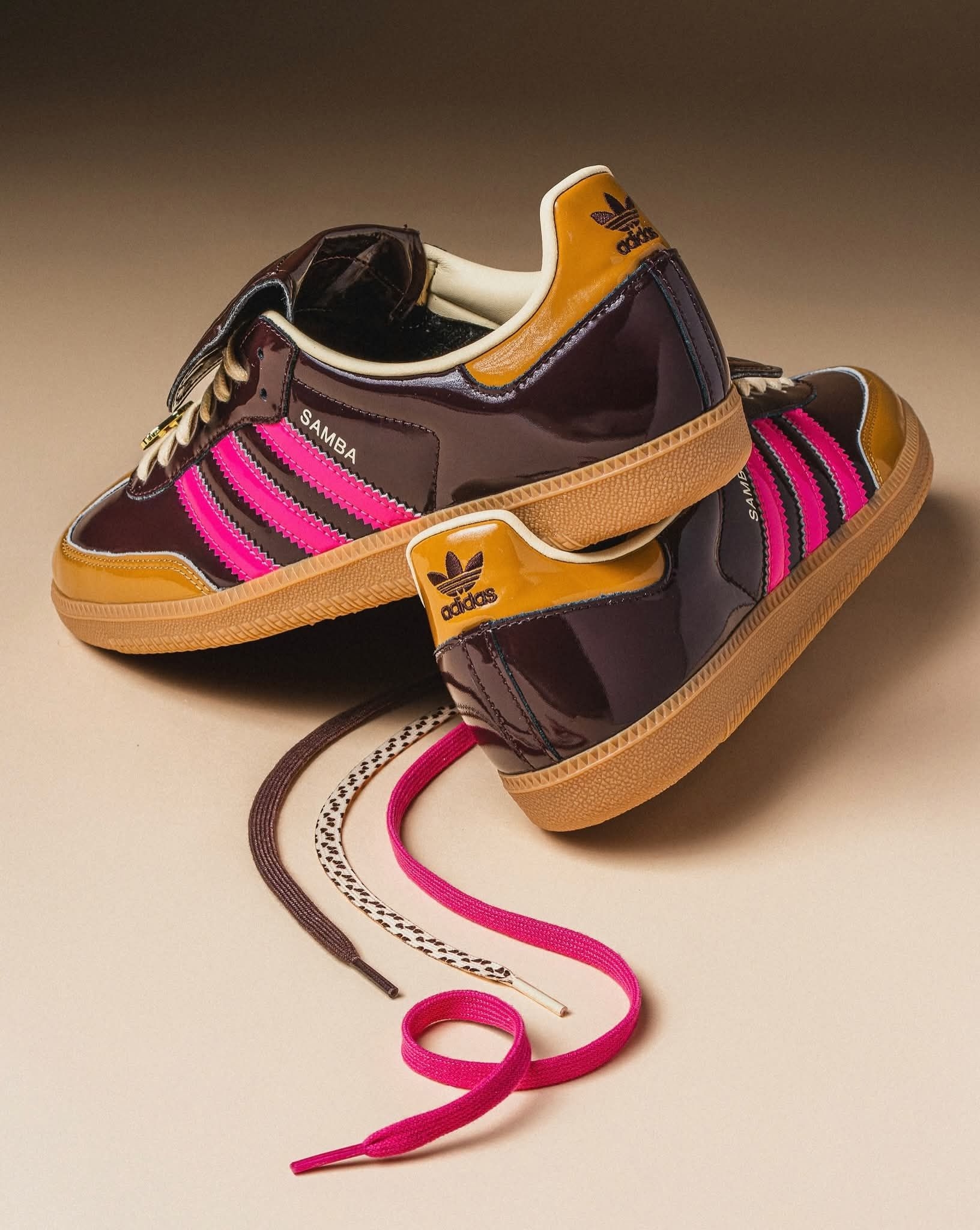 Adidas Samba 复古低帮休闲鞋 棕玫红撞色甜品限定配色