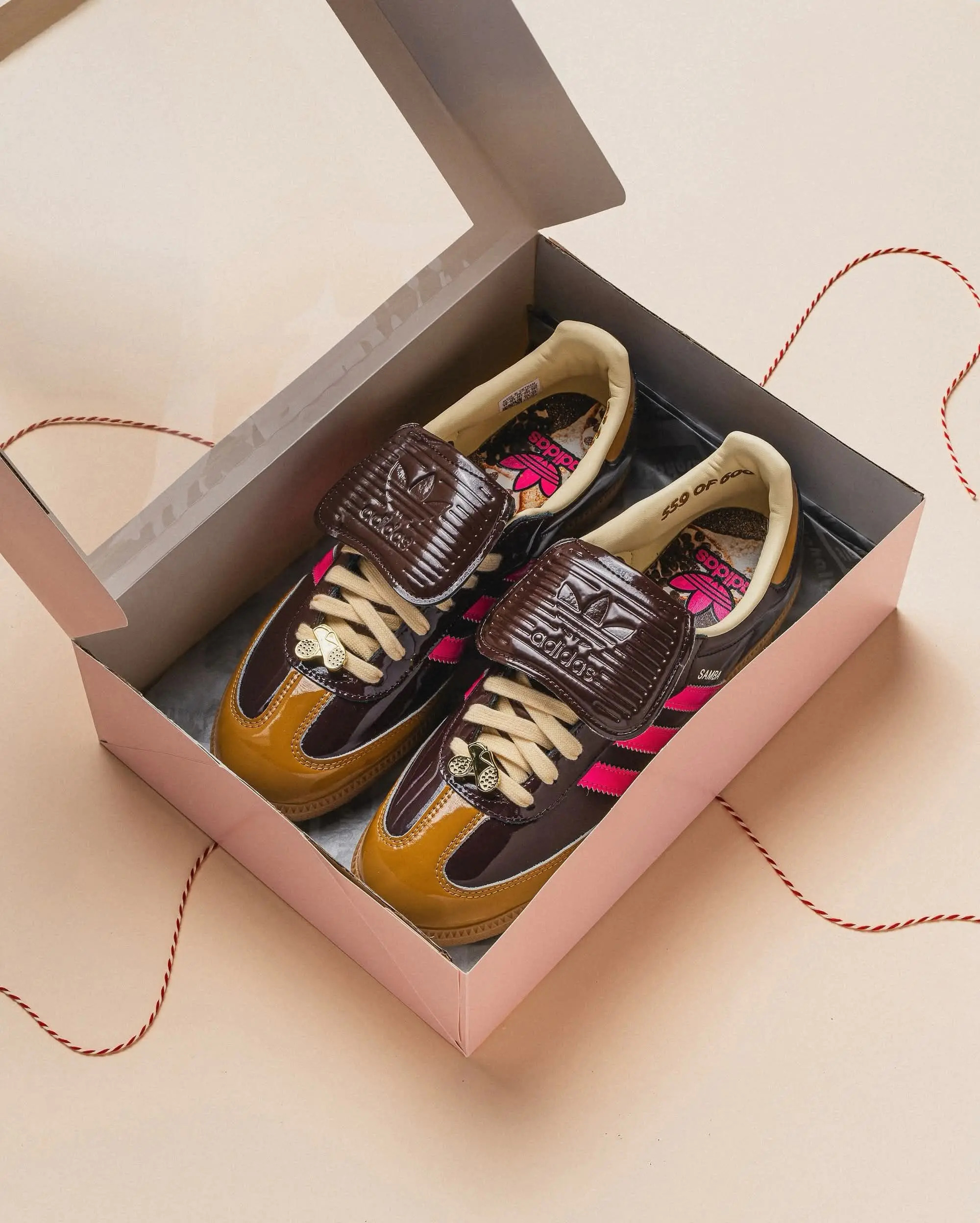 Adidas Samba 复古低帮休闲鞋 棕玫红撞色甜品限定配色