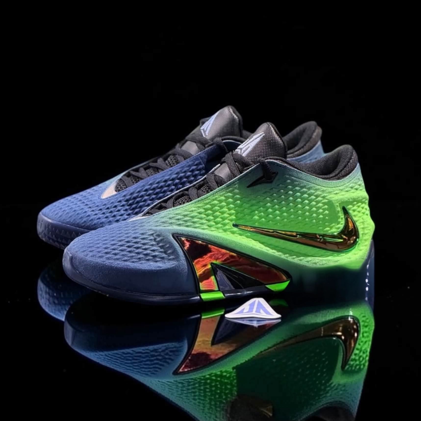 极光渐变🌌Nike JA4莫兰特4代蓝绿幻彩配色解析