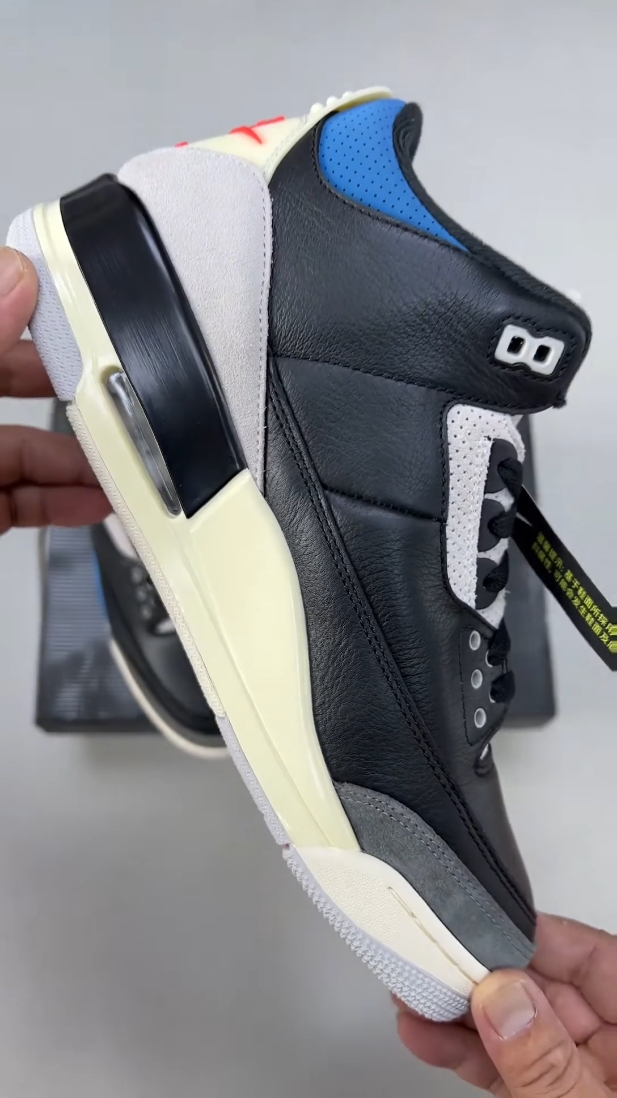 Air Jordan3黑蓝拼色复刻，多材质组合鞋身，水泥爆裂纹，穿搭收藏球鞋完整解析
