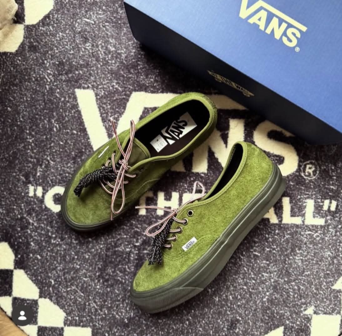 Vans Authentic 44DX安纳海姆 军绿色全翻毛皮低帮男女滑板鞋